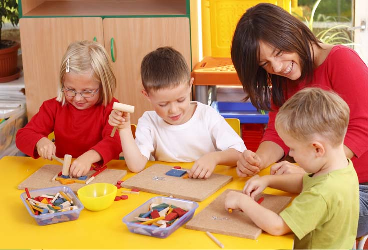 preschool teacher stock photo