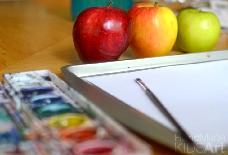 paint apples set up close